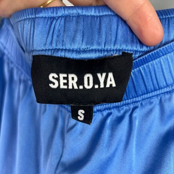 SER.O.YA ELLISON SILK TOP & MATCHING BLUE SILK PANTS SET - Picture 8 of 16